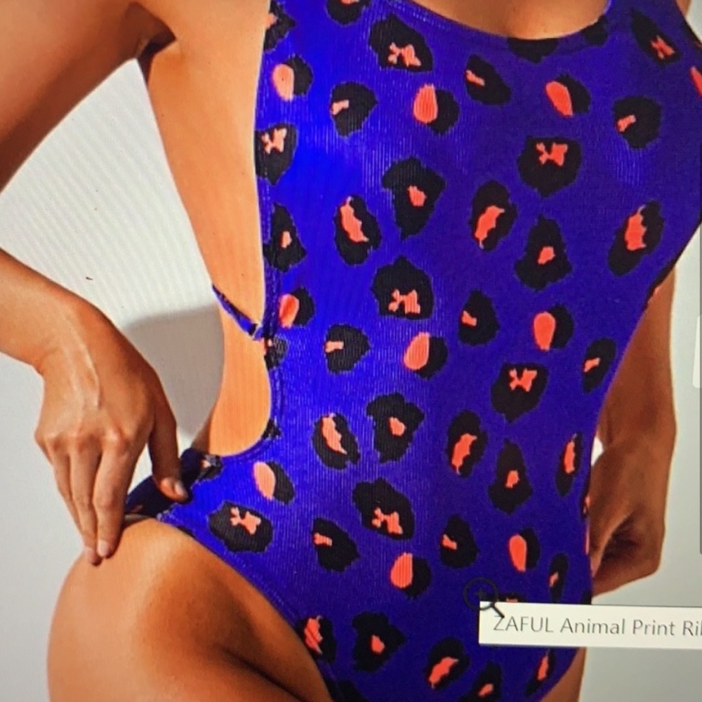 Zaful NWT blue leopard one piece swimsuit